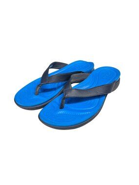 Crocs Womens Blue & Black Flip Flops Sandals W10 Lightweight Dual Comfort